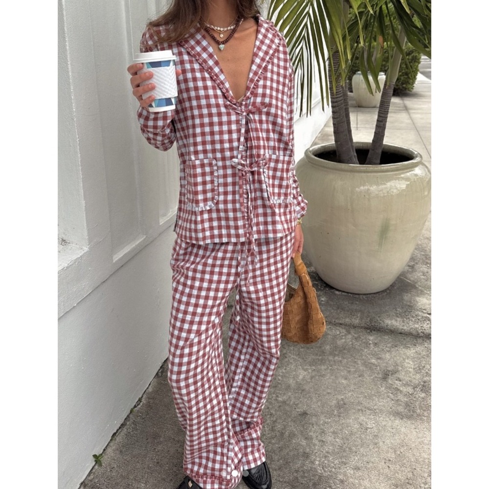 Hill House Steffy Pajama Pants Women S Red Gingham Ruffle Hem Sleep Bottoms